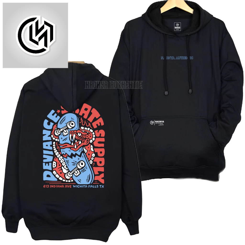 sweater cewek kekinian ori warna hitam sablon belakang naonyaofficial hoodie pria distro original