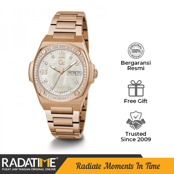 Jam Tangan Wanita Guess Collection Gc Coussin Shape Lady 100% Original Rose Gold Y98002L1MF