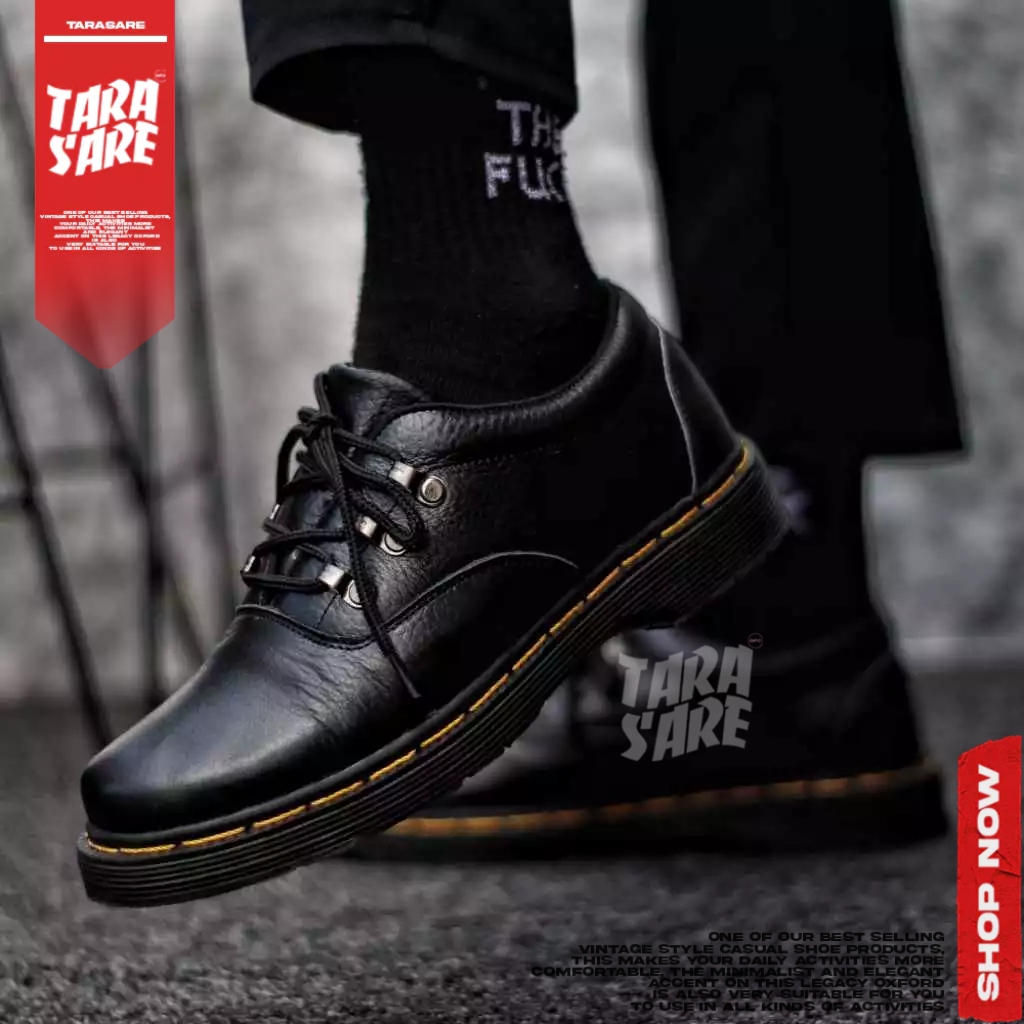 TARASARE - Sepatu Formal Docmart Hitam Kulit Asli Pantofel Docmart Pria