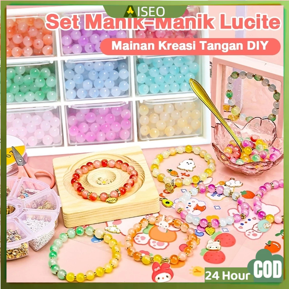 【Harga minimum】DIY Gelang Set Manik Manik Kristal DIY Bracelet Gelang Set Aesthetic Mainan Anak Pere