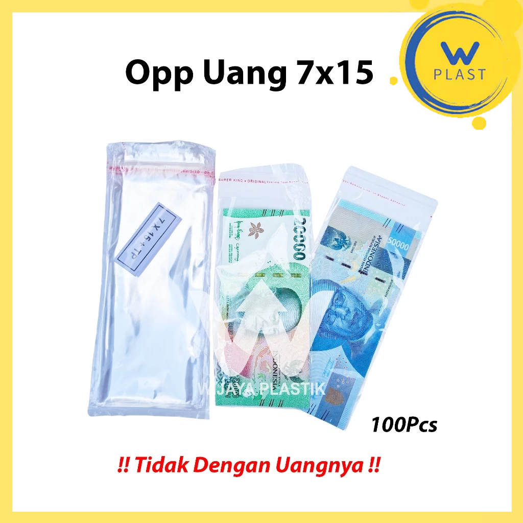 

OPP ( 7x15 ) --- 100 pcs @Pack Uang | kantong plastik bening + seal perekat lem snack roti aksesoris kue persegi panjang ekonomis murah termurah kuat 7 Pack