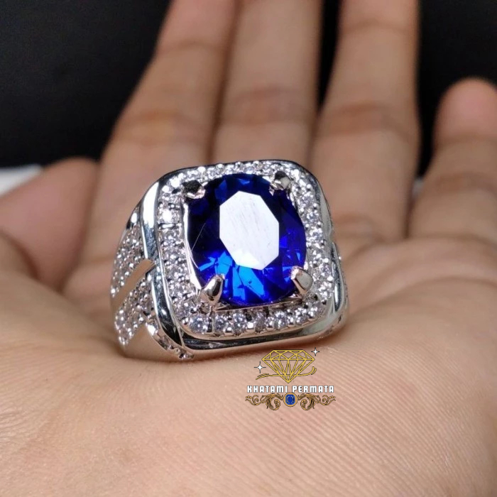 batu cincin king safir asli - Putih, 11