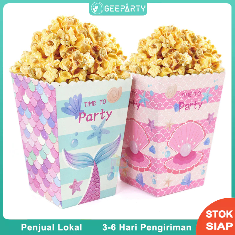 

6Pcs Kotak Makanan Ringan Popcorn Permen Hadiah Ekor Putri Duyung Untuk Dekorasi Pesta Ulang Tahun