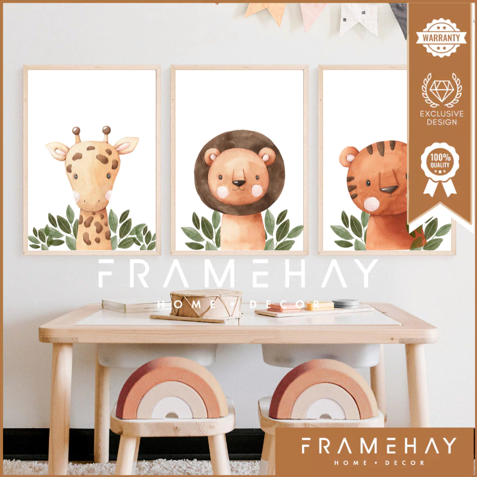 Poster Gambar Hewan 30X45cm Dekorasi kamar anak Artprint Lucu