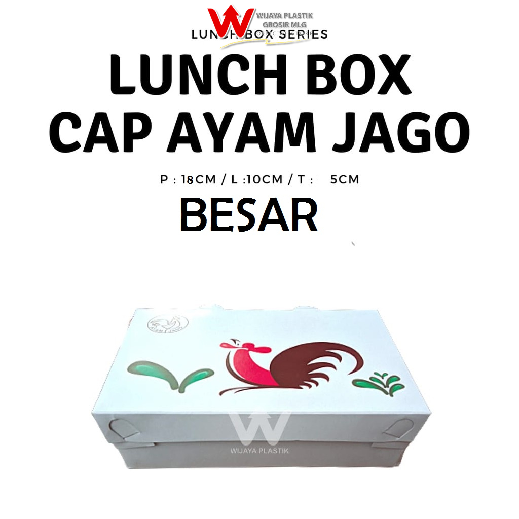 [PROMO] Lunch Box Putih Motif Ayam Jago @Pcs | lunchbox premium full laminasi kecil besar kemasan du