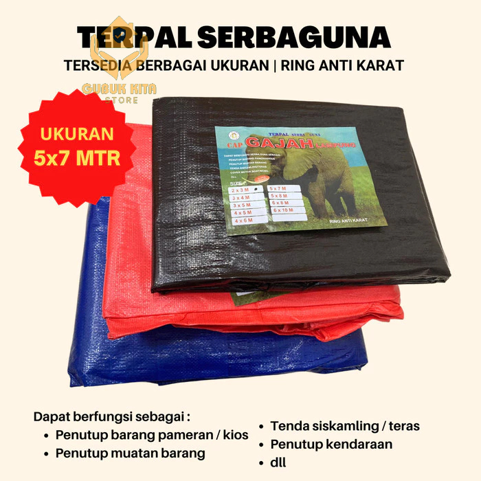 Terpal Gajah Lampung A3 - Size 5X7, Terpal Plastik Kios, Mobil, Tenda