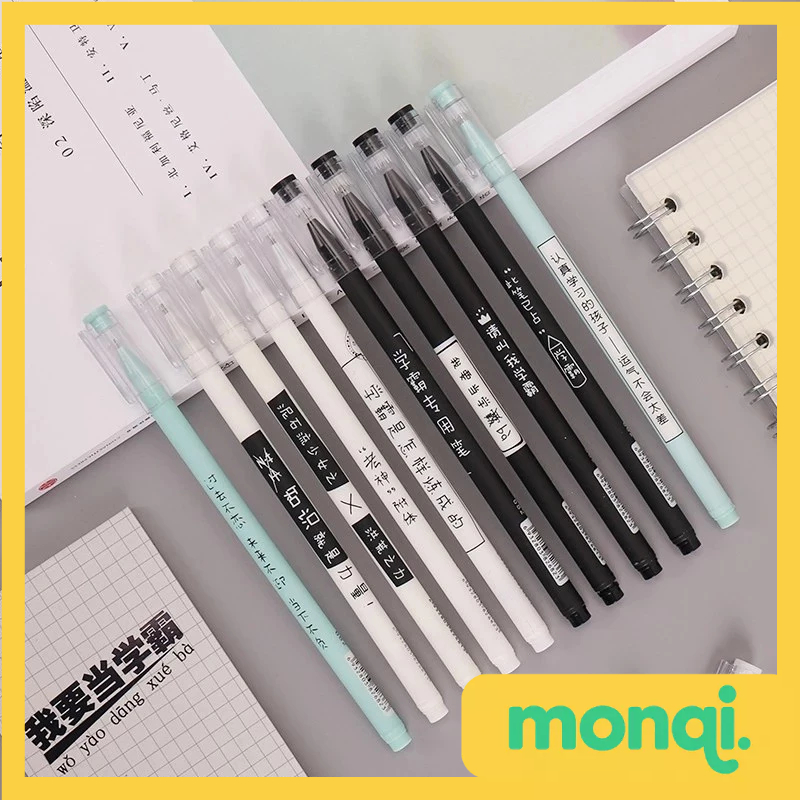 

MONQI Pulpen Aksen Japanses Alat Tulis Kerja Pen Tinta Gel Mekanik Ujung Lancip Pena Gel 0.5mm Bolpoin Warna Hitam
