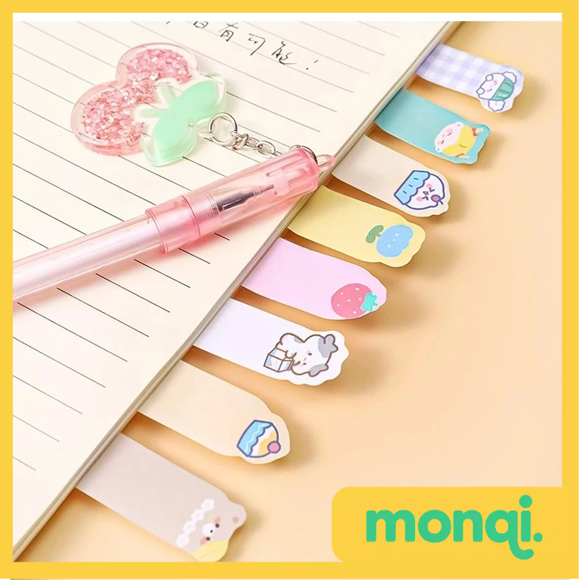 

MONQI Sticky Notes Karakter 8IN1 Tempelan Kertas Catatan 120 Lembar Pembatas Buku Karakter Hewan Lucu Penanda Buku Stationery Memo