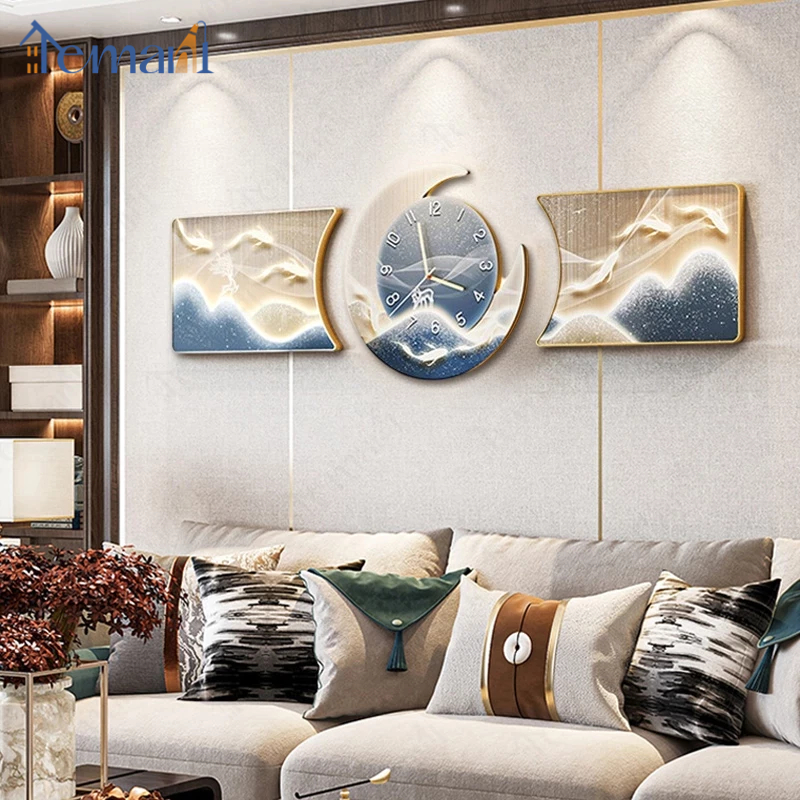 Jam Dinding Besar Mewah Aesthetic 3pcs/Set Jam Hiasan Dinding Ruang Tamu  Jam Dinding Nordic Modern 