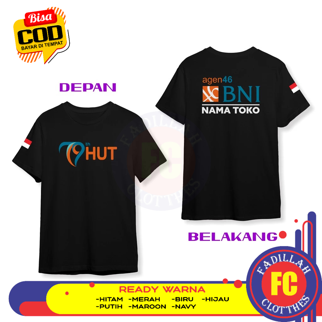 Baju Kaos HUT BANK BNI ke 79 Logo Agen 46 Gratis Nama Toko DB Kaos Distro