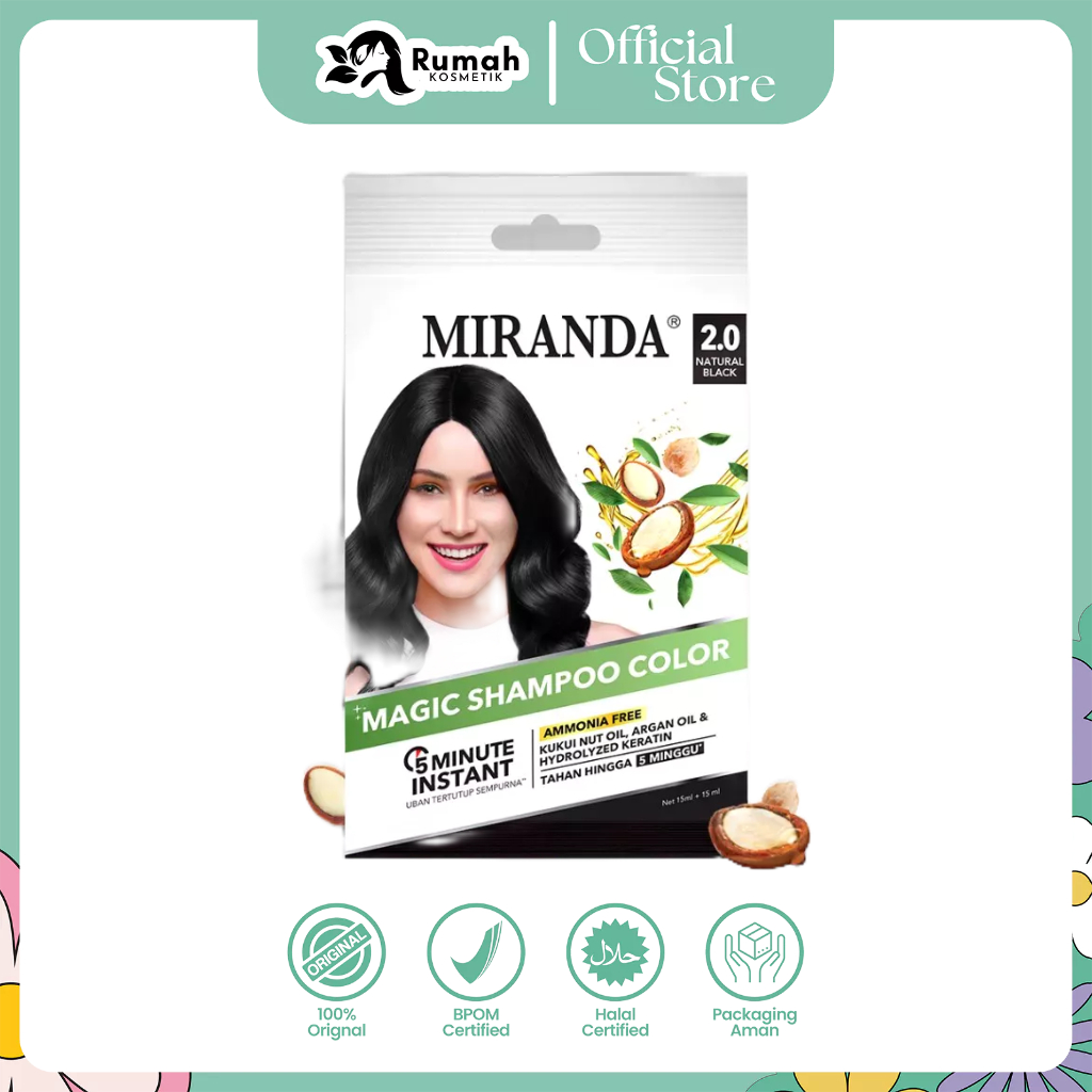 Miranda Magic Shampoo Color Sachet/Pewarna Rambut Instan - Black