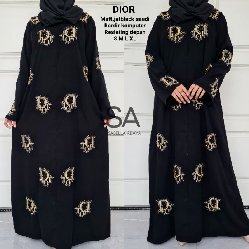 abaya gamis bordir dior hitam busui