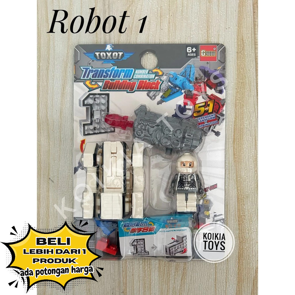 Mainan anak robot brick number robot berubah jadi angka 0-9