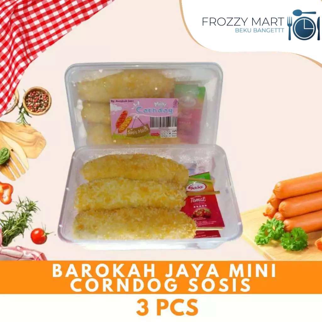 

BAROKAH JAYA Mini Corndog Sosis Isi 3 PCS – Frozen Food Camilan Praktis & Enak