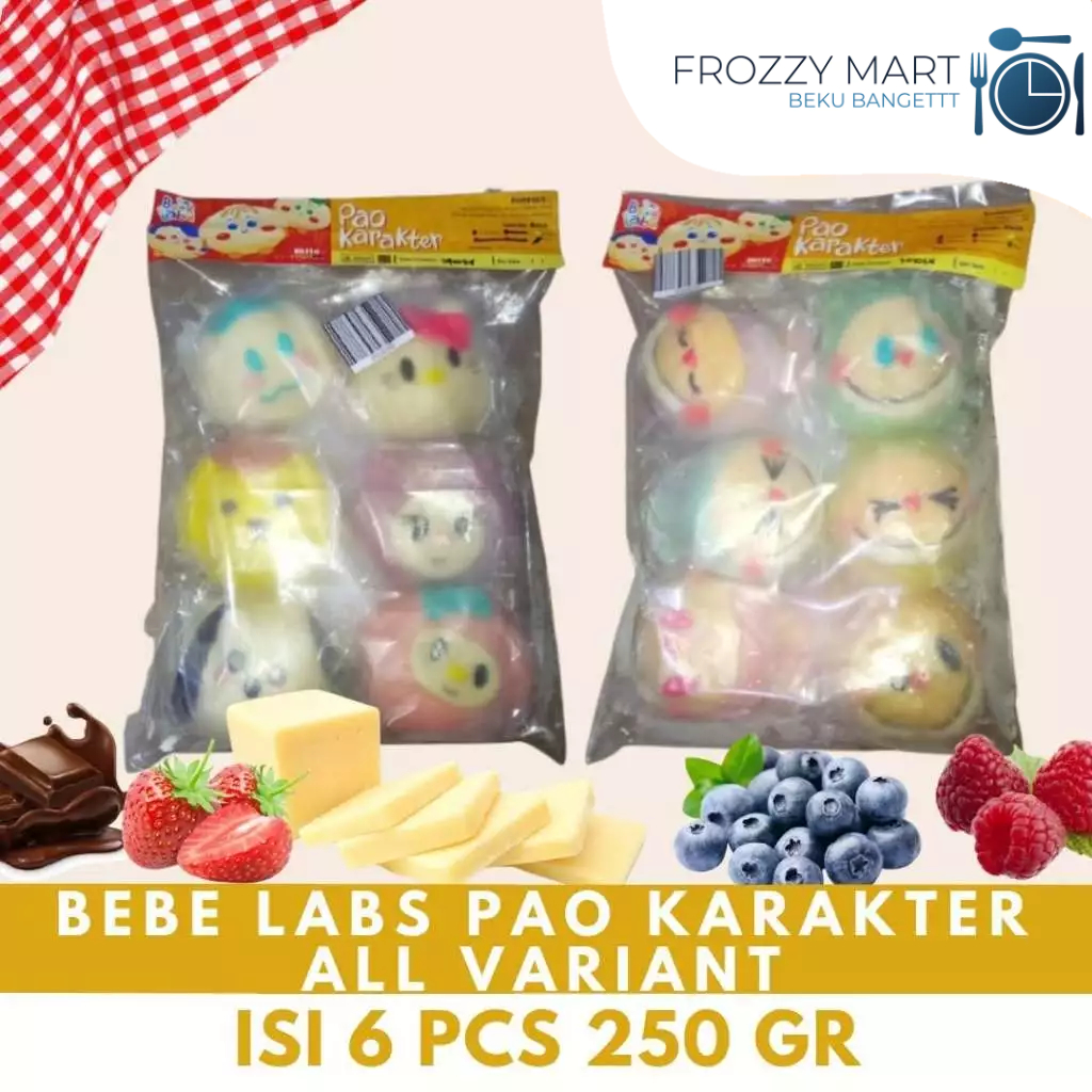 

BEBE LABS Pao Karakter All Variant Isi 6 Pcs – 250gr | Bakpao Frozen Lucu & Lembut untuk Anak