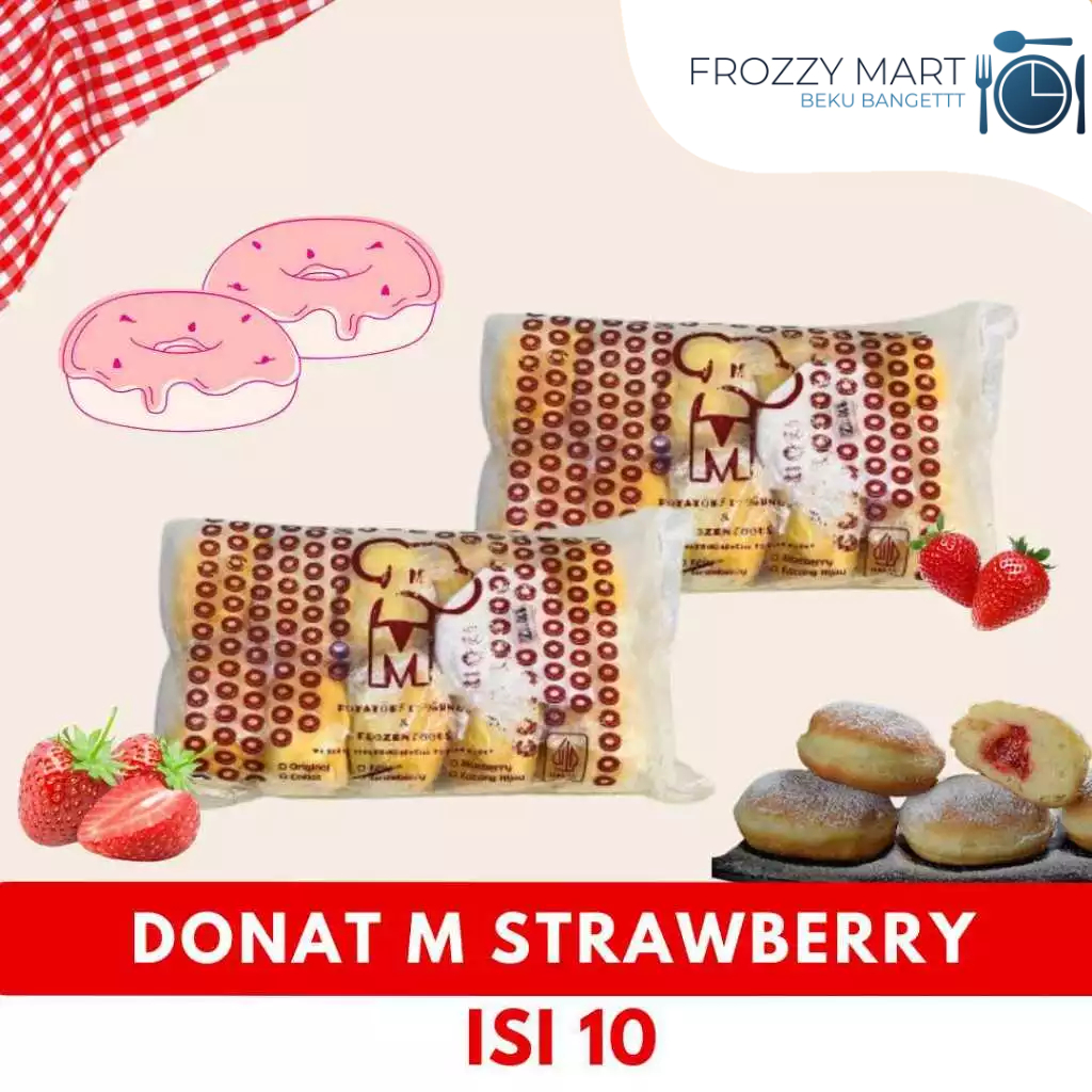 

DONAT M Frozen Isi 10 – Original, Cokelat, Keju, Blueberry, Strawberry | Donat Frozen 700gr