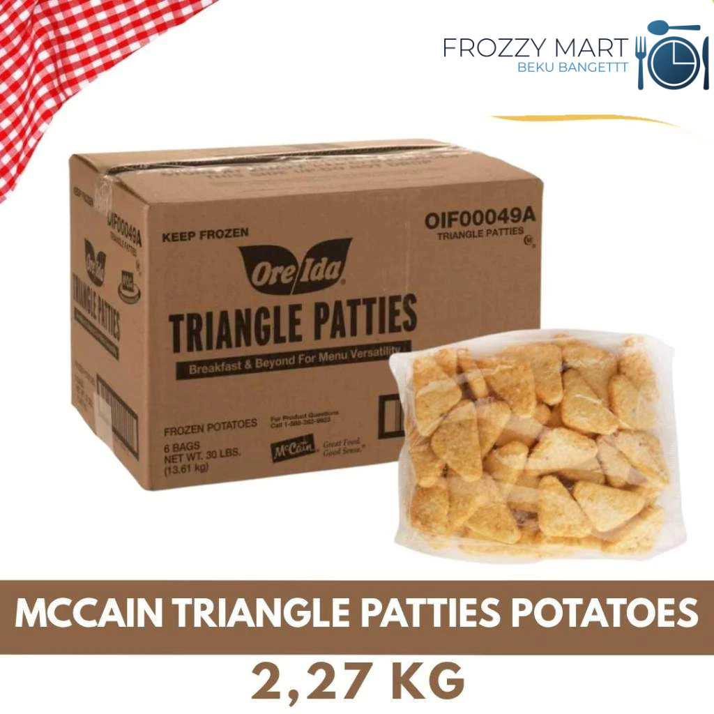 

MCCAIN Triangle Patties Potatoes 2.27 KG | Kentang Segitiga Frozen Hashbrown