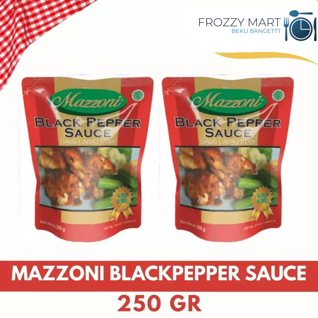 

MAZZONI Blackpepper Sauce 250gr – Saus Lada Hitam Siap Pakai untuk Steak & Sapi Lada Hitam
