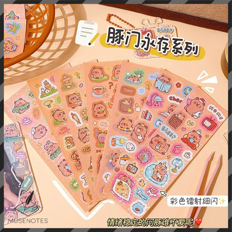 

MUSES Sticker Set Isi 10 PCS Kapybara Capybara Panda Hologram Stiker Lucu Viral 10in1 A-SK016