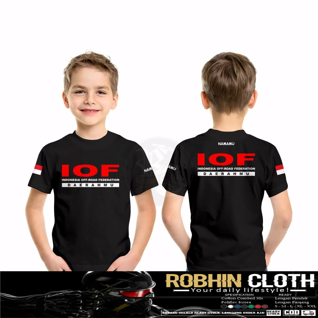 Kaos Baju Anak IOF Indonesia Off-Road Federation Request Nama dan  Daerahmu DB Kaos Distro