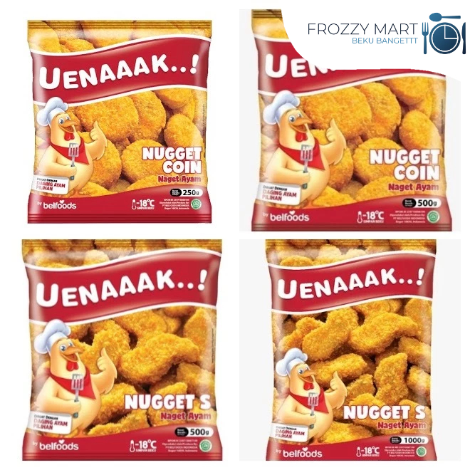 

Belfoods Uenak Nugget Coin & Nugget S | 250gr / 500gr / 1000gr | Praktis, Renyah, Disukai Anak