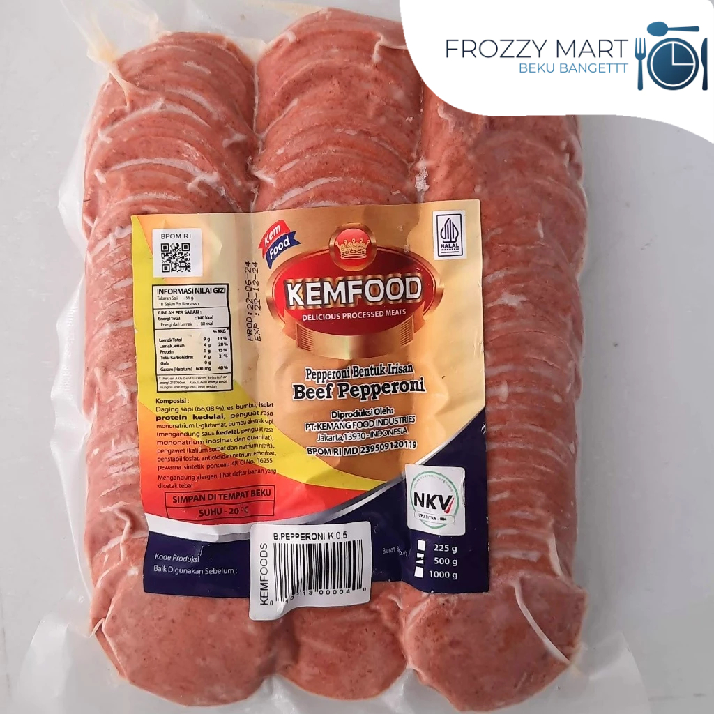 KEMFOOD Beef Pepperoni 500gr | Daging Sapi Iris Tipis Siap Masak | Topping Pizza & Sandwich