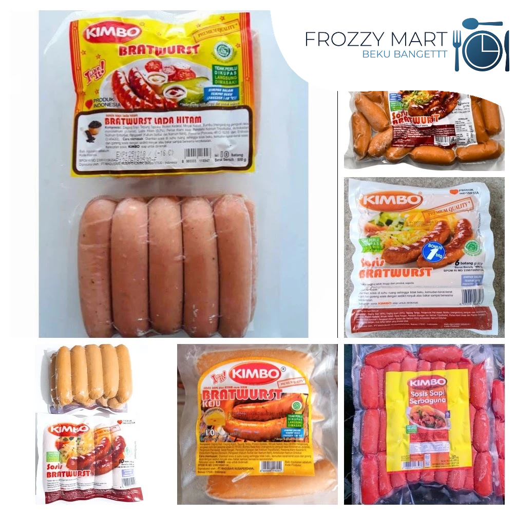 

Kimbo Sosis Sapi Bratwurst Series | Original , Keju , Lada Hitam, Cocktail, Coktail Serbaguna