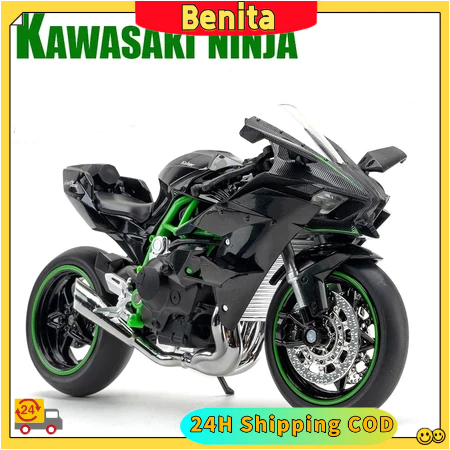TERLARIS [24H COD]1:18 simulasi miniatur model sepeda motor die-cast Kawasaki H2R miniatur sepeda
