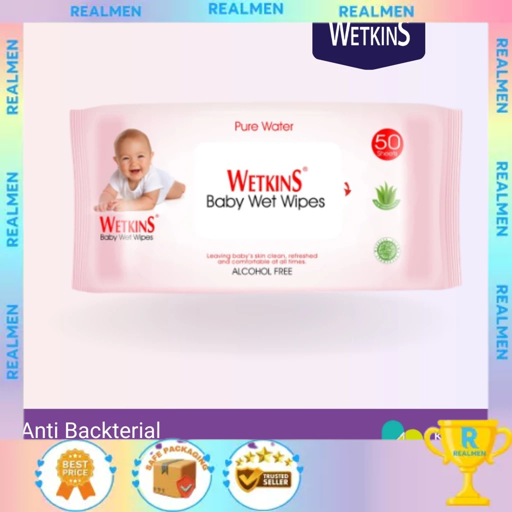 WETKINS Baby Wipes 50s Non Perfumed Hand and Mouth / Tisu Basah Bayi Newborn Untuk Ganti Popok
