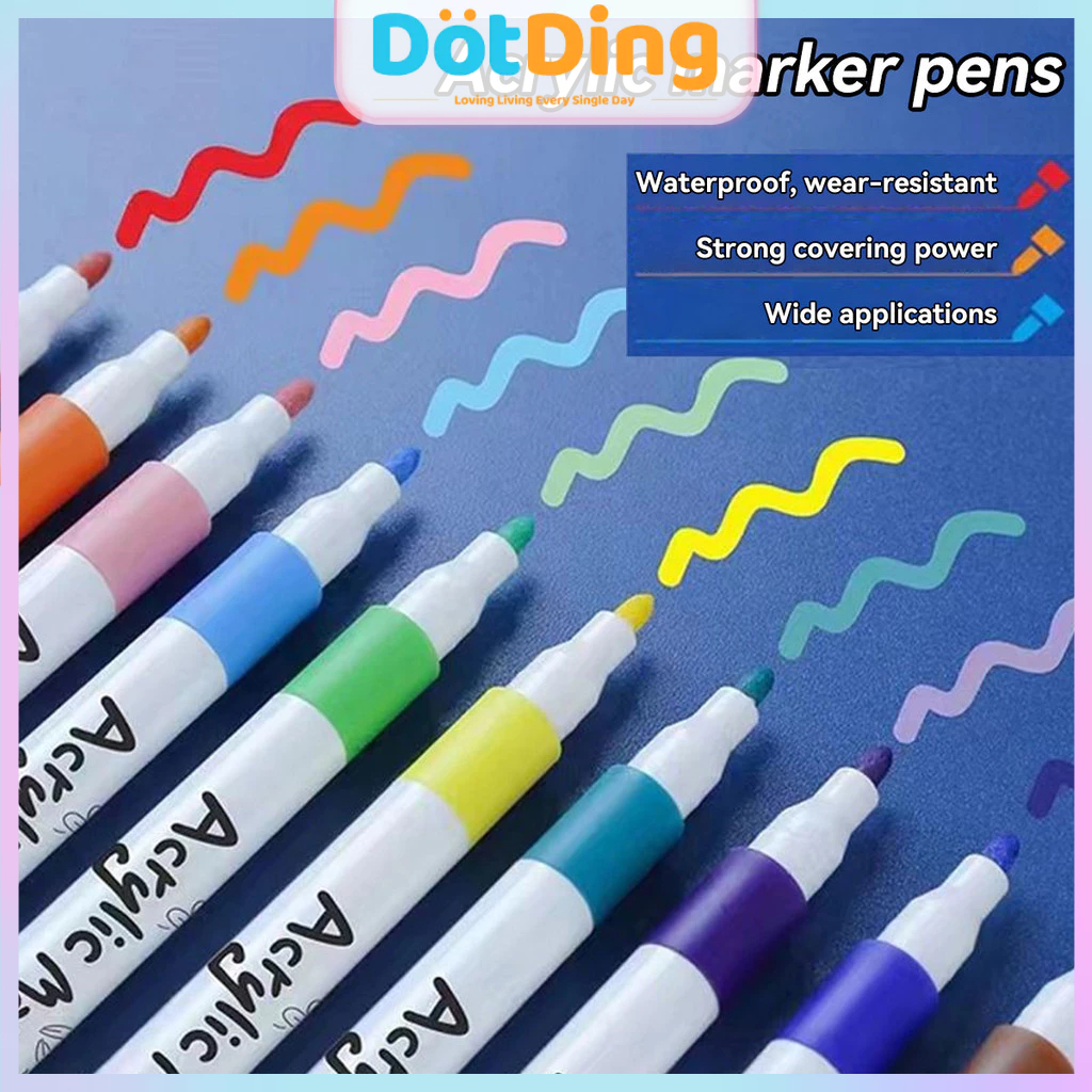 

[DOTDING] Pena Akrilik Pena Cepat Air Kering Warna Pena Lukisan Penanda Pena Stabilo Pasokan Kantor Sekolah/12/24/36/48/60/80 Colors Acrylic Markers Water-based Crayons Student Art Anime Hand-painted Drawing Graffiti Pens for Kids Drawing H697