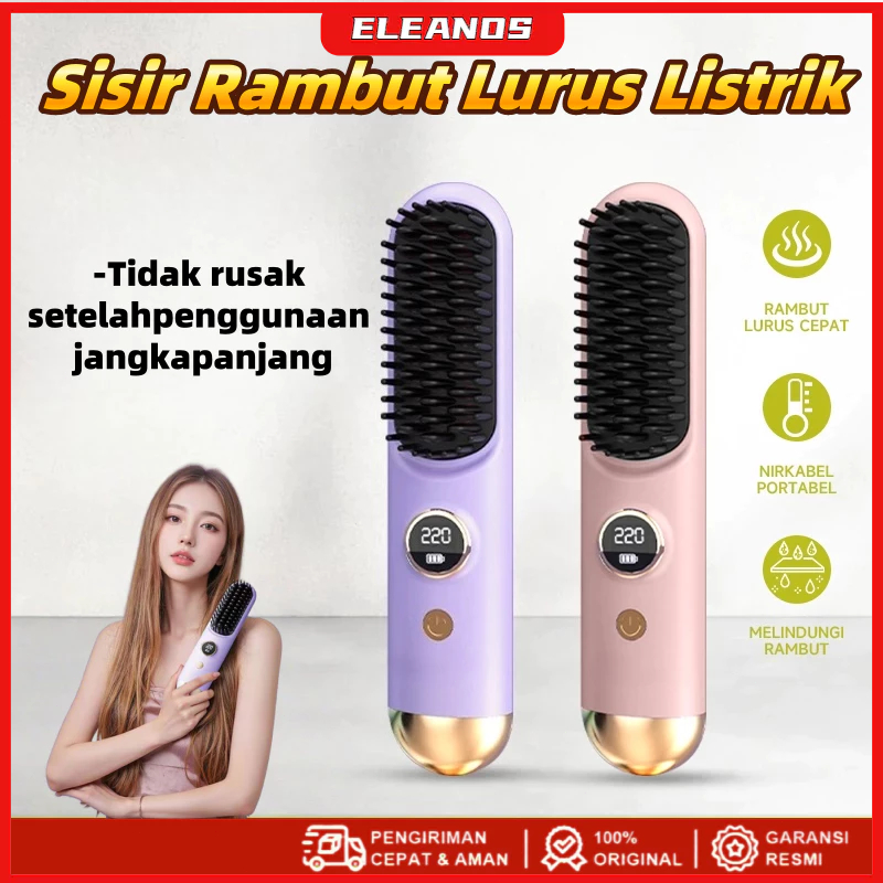 Sisir Catok Pelurus Rambut Elektrik Comb Sisir Pelurus Rambut Tanpa Kabel Cordless