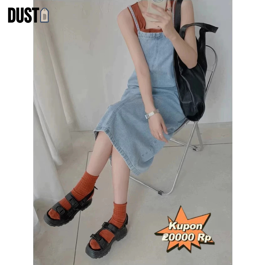 [Pengiriman Gratis] Dust Jeans Rekomendasi Dress Korean Style / Dress Wanita / Dress Hitam / Dress J