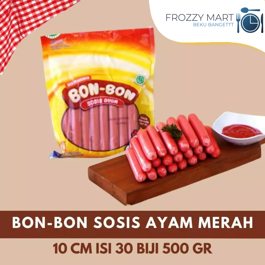 

BON-BON Sosis Ayam Merah 10cm Isi 30 – 500gr | Sosis Frozen Food Ekonomis