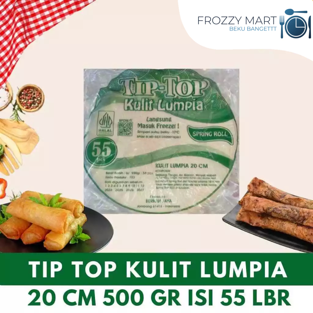 

TIP TOP Kulit Lumpia 20cm Isi 55 Lembar 500gr | Kulit Lumpia Frozen Siap Goreng