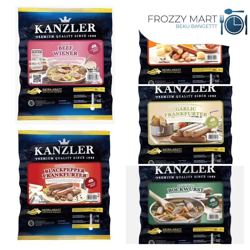 

Kanzler Beef Sosis Frankfurter Series | Black Pepper, Garlic, Cheese, Beef Wiener, Bockwurst