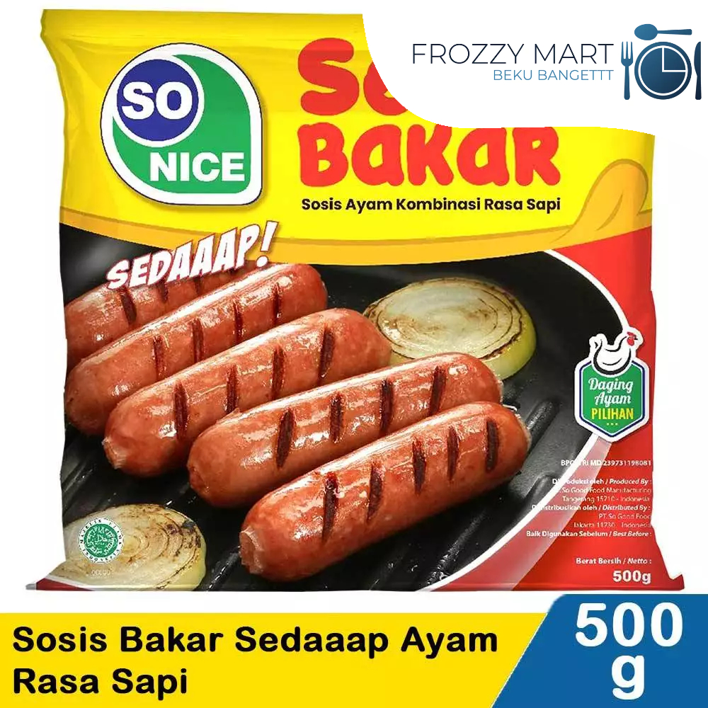 

So Nice Sosis Bakar Ayam Rasa Sapi – 500gr Isi 10 pcs | Sosis Bakar Lezat, Rasa Sapi yang Juara