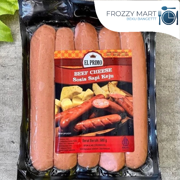 

Sosis Viral Indomaret El Primo 500gr – Beef Cheese / Frankfurter (Isi 5 pcs)