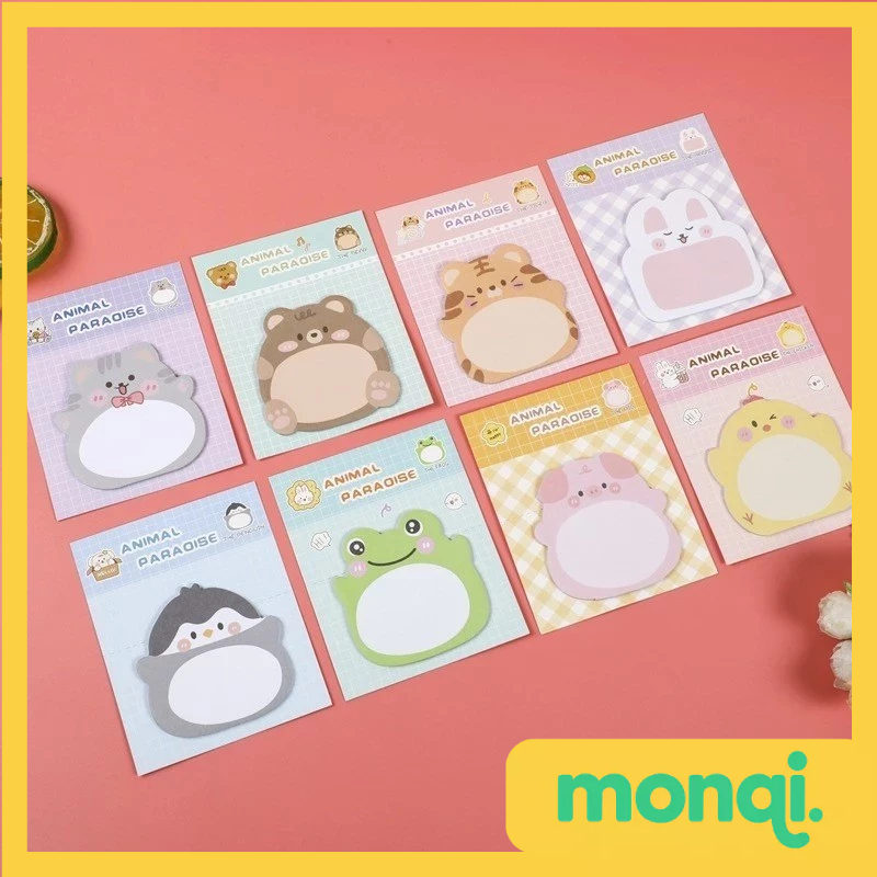

MONQI Sticky Notes Motif Hewan Tempelan Kertas Catatan Memo Note Karakter Binatang Binatang Mini Book Karakter Animal Lucu