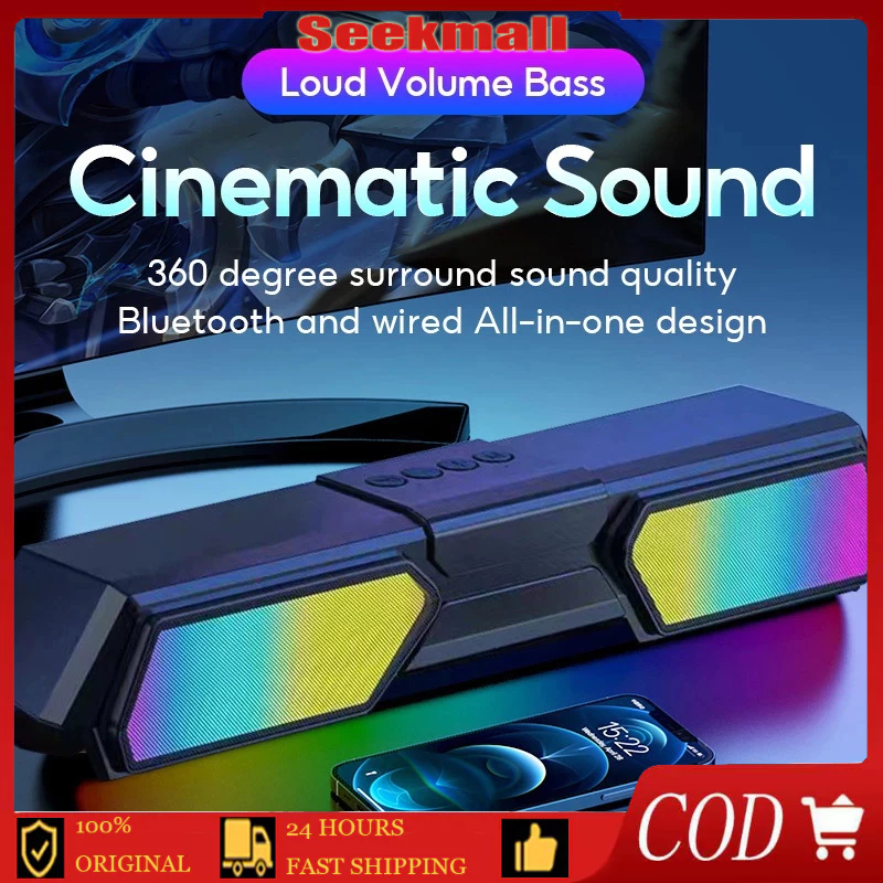 【COD】Speaker Bluetooth Soundbar Super Bass Robot 2 Speaker Wireless RGB Jovitech TV PC Laptop Comput
