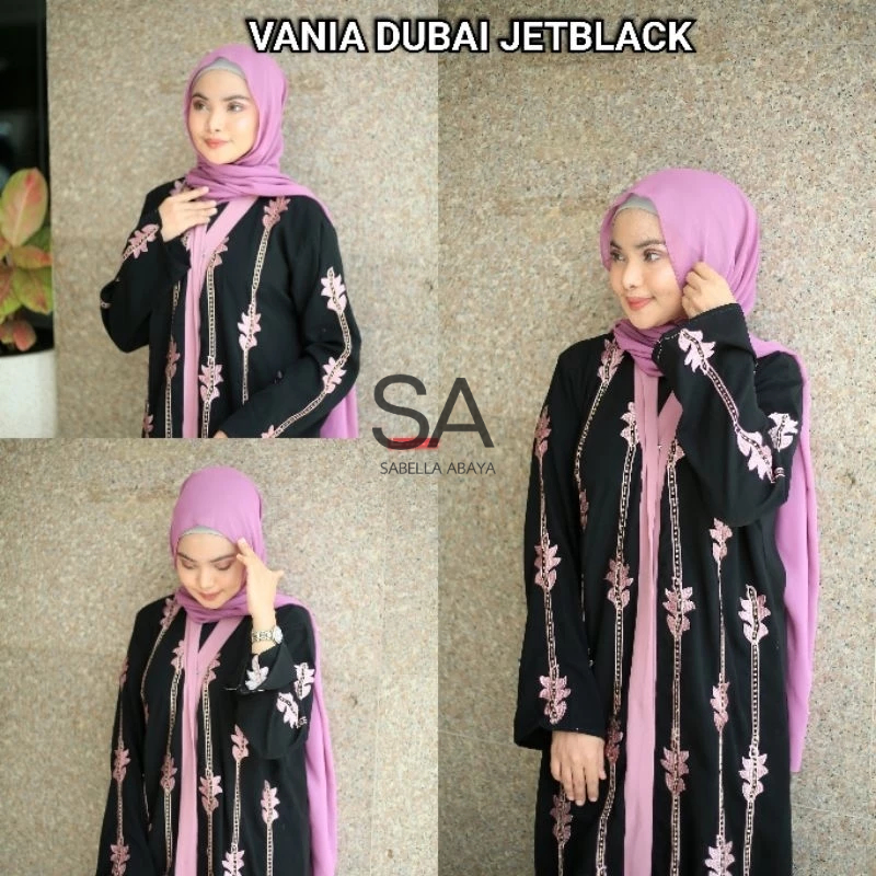KEMBAR ANAK ABAYA BORDIR VANIA DUBAI JALABIA OUTER JETBLACK SAUDI