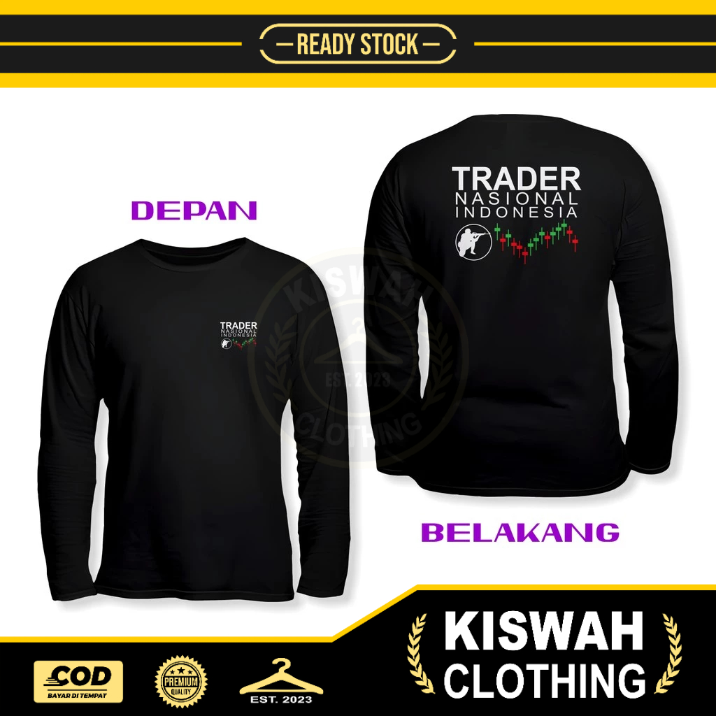 Kaos Tshirt Trading Forex Trader Nasional Indonesia Sniper Candle Stick DB Lengan Panjang Kaos Distr