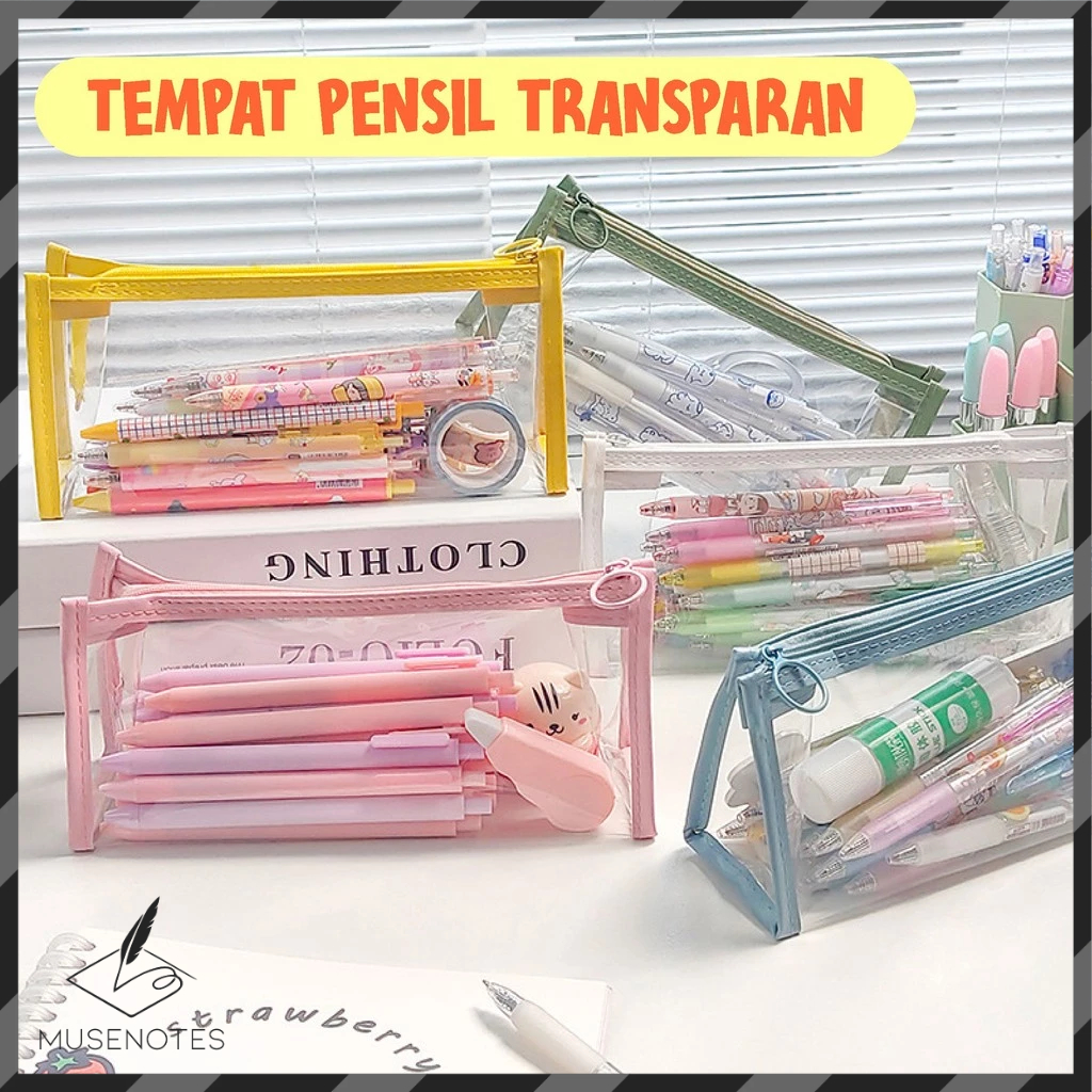 

Tempat Pensil Bening Kotak Pensil Aesthetic Makeup Tas Penyimpanan Transparan Warna S-PC003