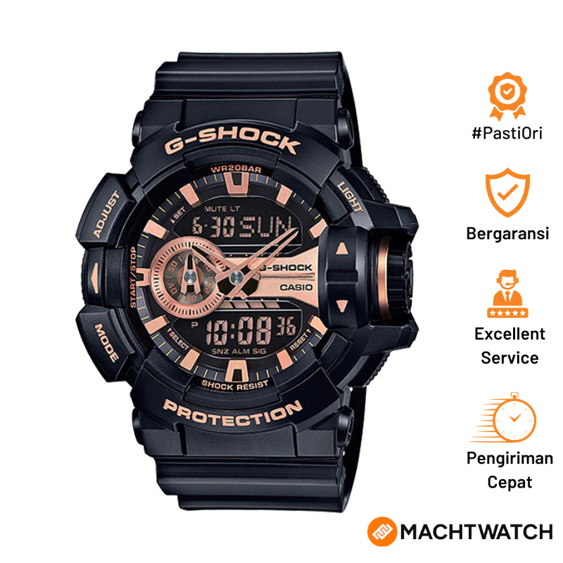 Jam Tangan Pria Casio G-Shock GA-400GB-1A4DR GA400GB GA-400GB Digital Analog Dial Black Resin Band