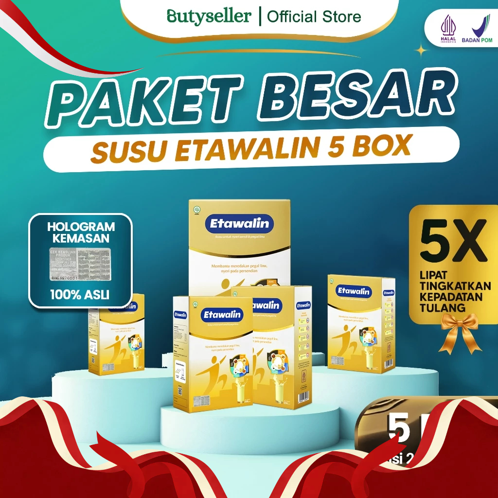 

Etawalin 5 Box - Susu Bubuk Kesehatan Tubuh Sendi Tulang Otot & Atasi Asam Urat Rematik Original