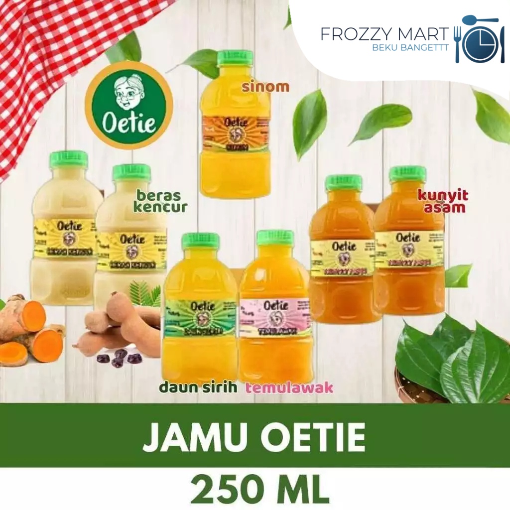 

Jamu OETIE 250ml/1 liter – Temulawak, Sinom, Kunyit Sirih, Kunyit Asam, Beras Kencur–Minuman Herbal