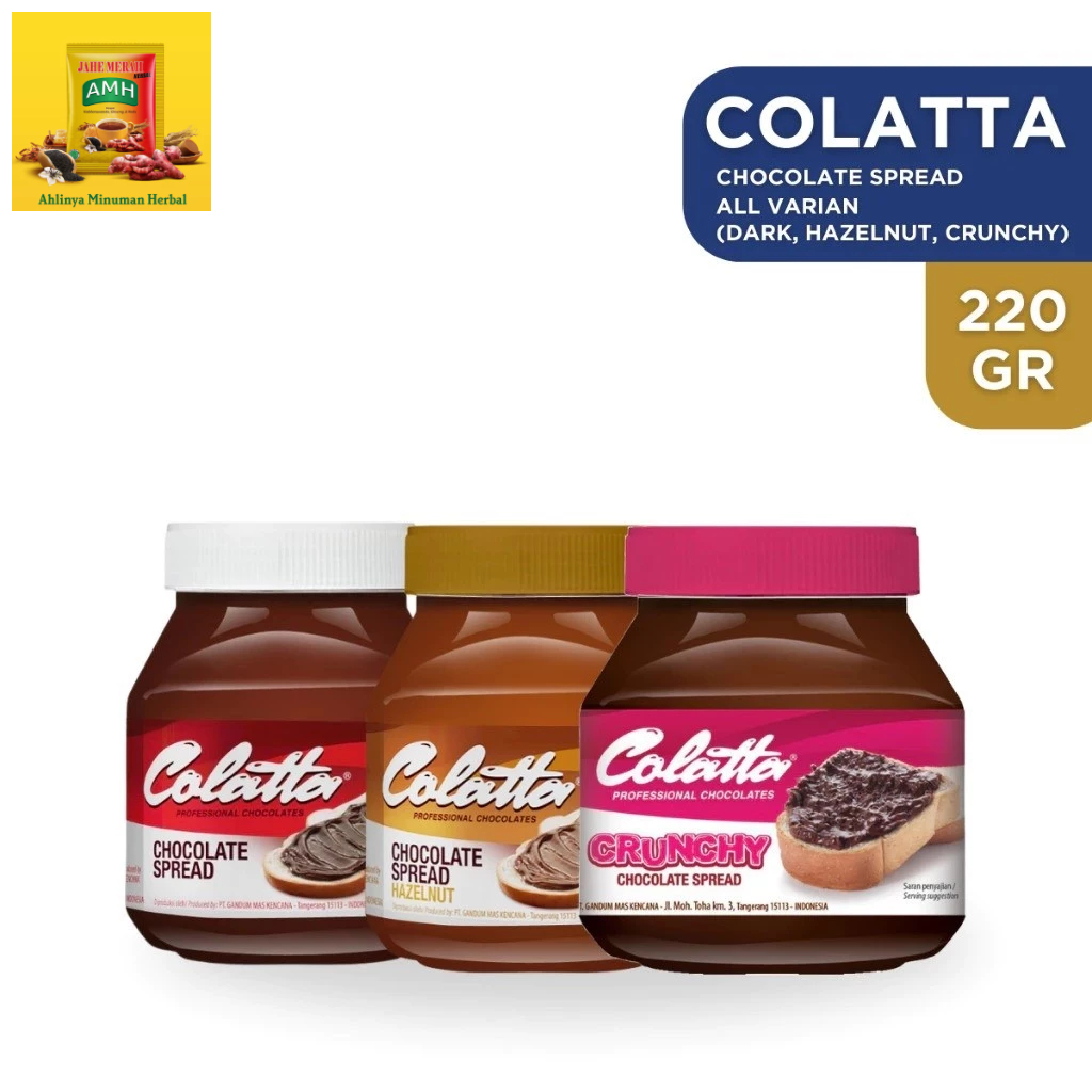 

COLATTA Chocolate Spread ALL VARIANT 220 Gr (Dark, Hazelnut, Crunchy)