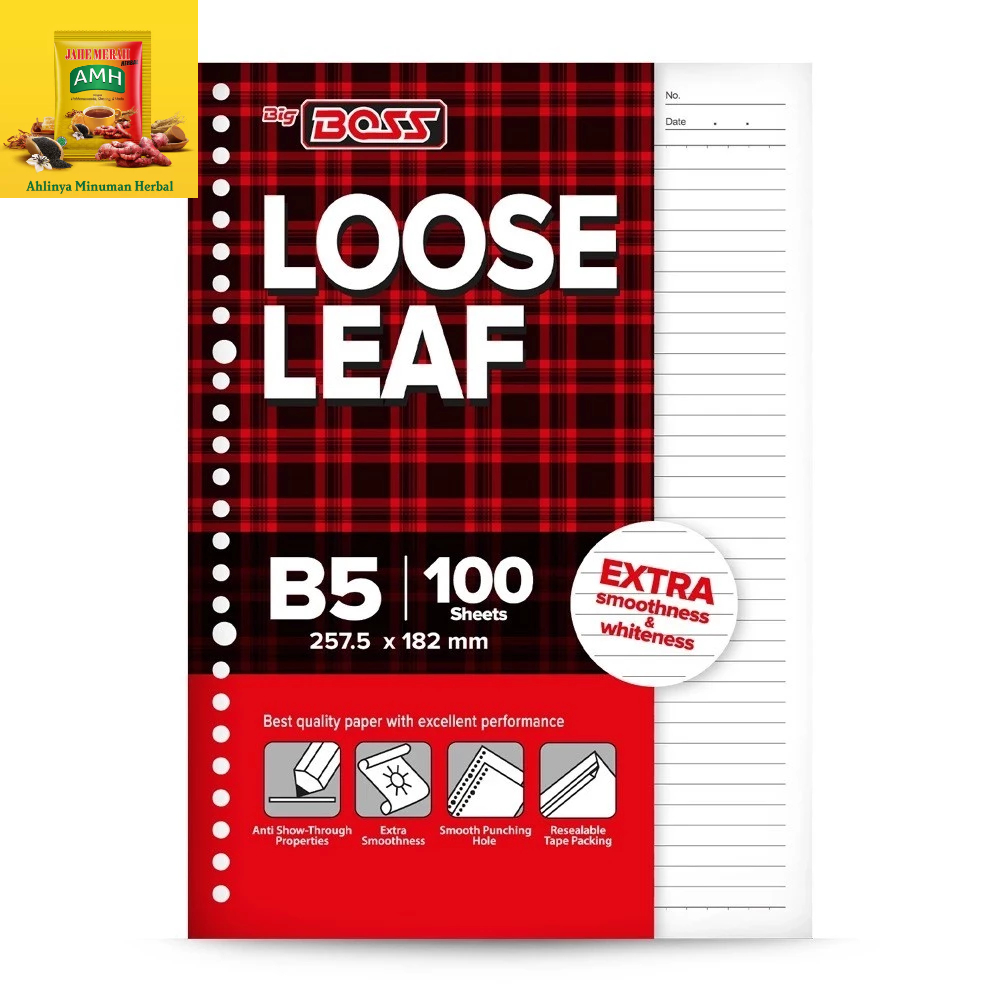 

BigBoss Loose Leaf B5 Bergaris 50 / 100 Lembar | kertas Binder | Kertas Catatan