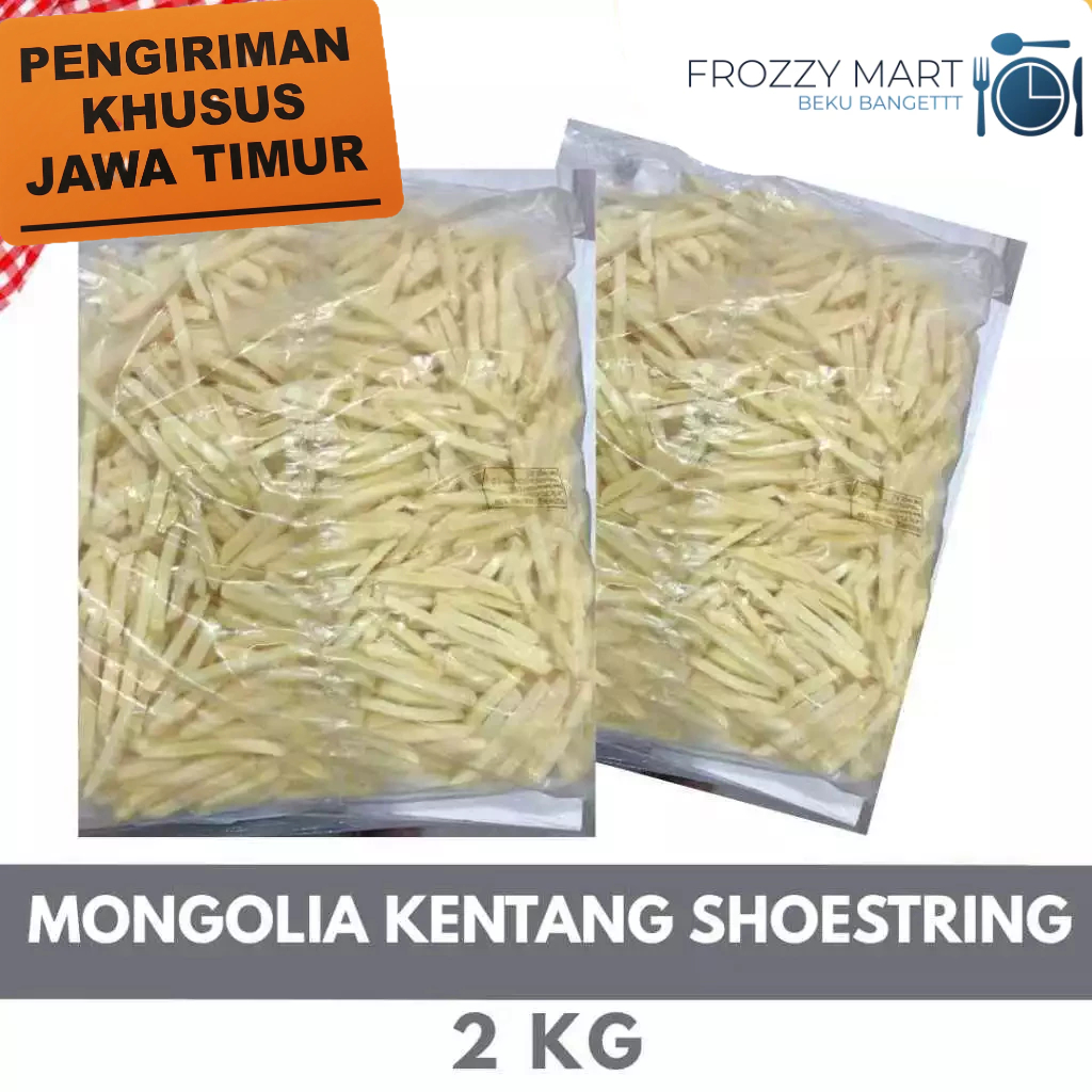 

Mongolia Kentang Shoestring 2kg – French Fries Frozen Potongan Tipis Siap Goreng
