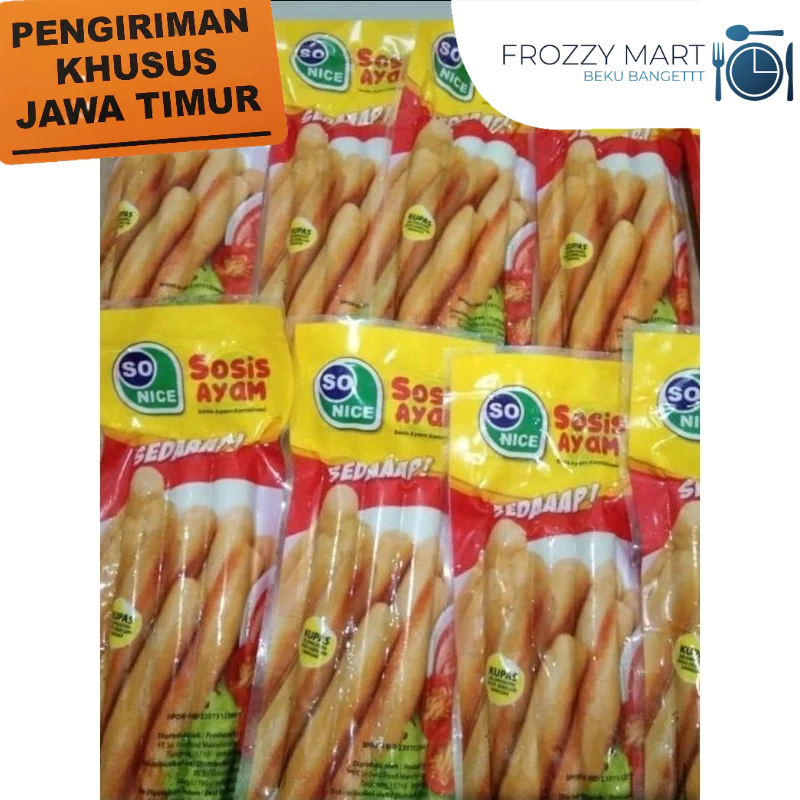 

So Nice Sosis Ayam 75gr – Isi 3 pcs Sosis Ayam Praktis, Gurih & Disukai Anak-anak