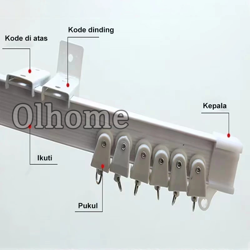 Quixoticquest_Shop Olhome Rel Gorden Lengkung Rollet Gordyn Siku Flexibel Batang Hordeng Elastis